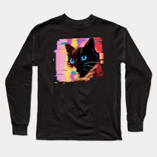 Psychedelic Weirdcore Cat Long Sleeve T-Shirt